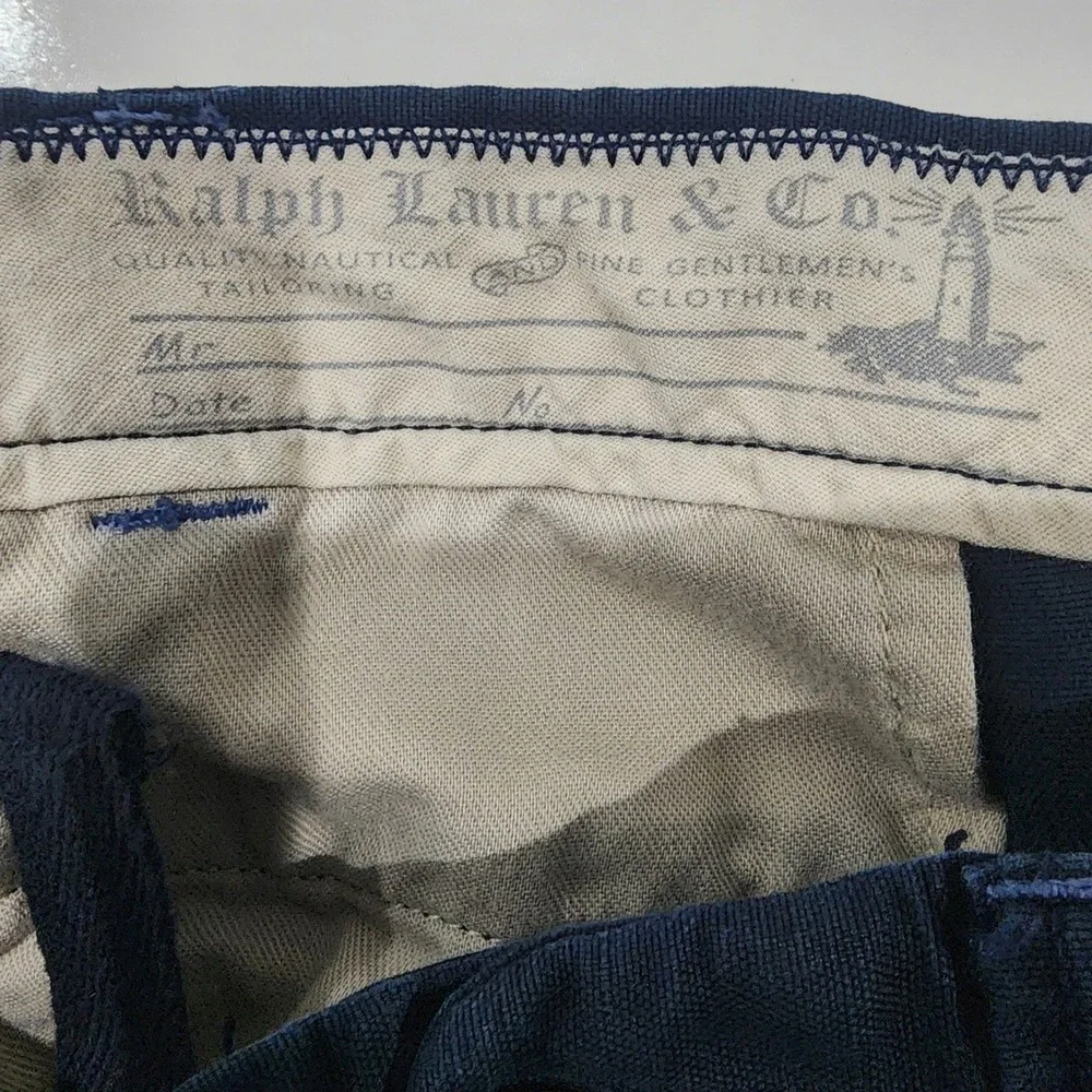 Polo by Ralph Lauren Pants Trousers Mens‎ 38x32 Navy Blue Chino Flat Front Work